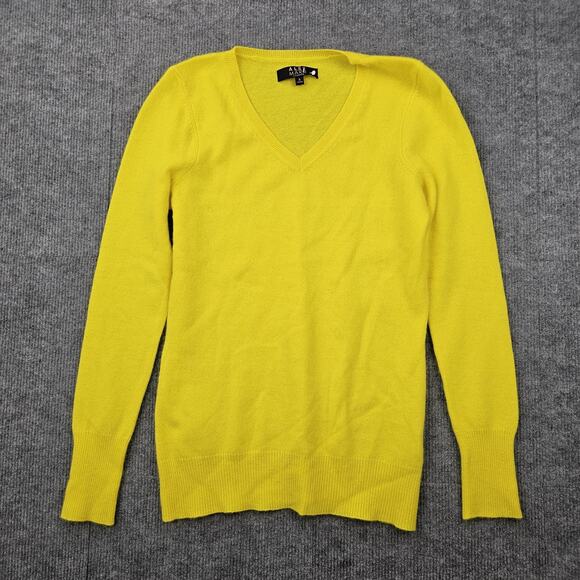 Alex Marie Sweater Womens Small Yellow V Neck Cashmere Pullover Lightweight Soft - Picture 1 of 5